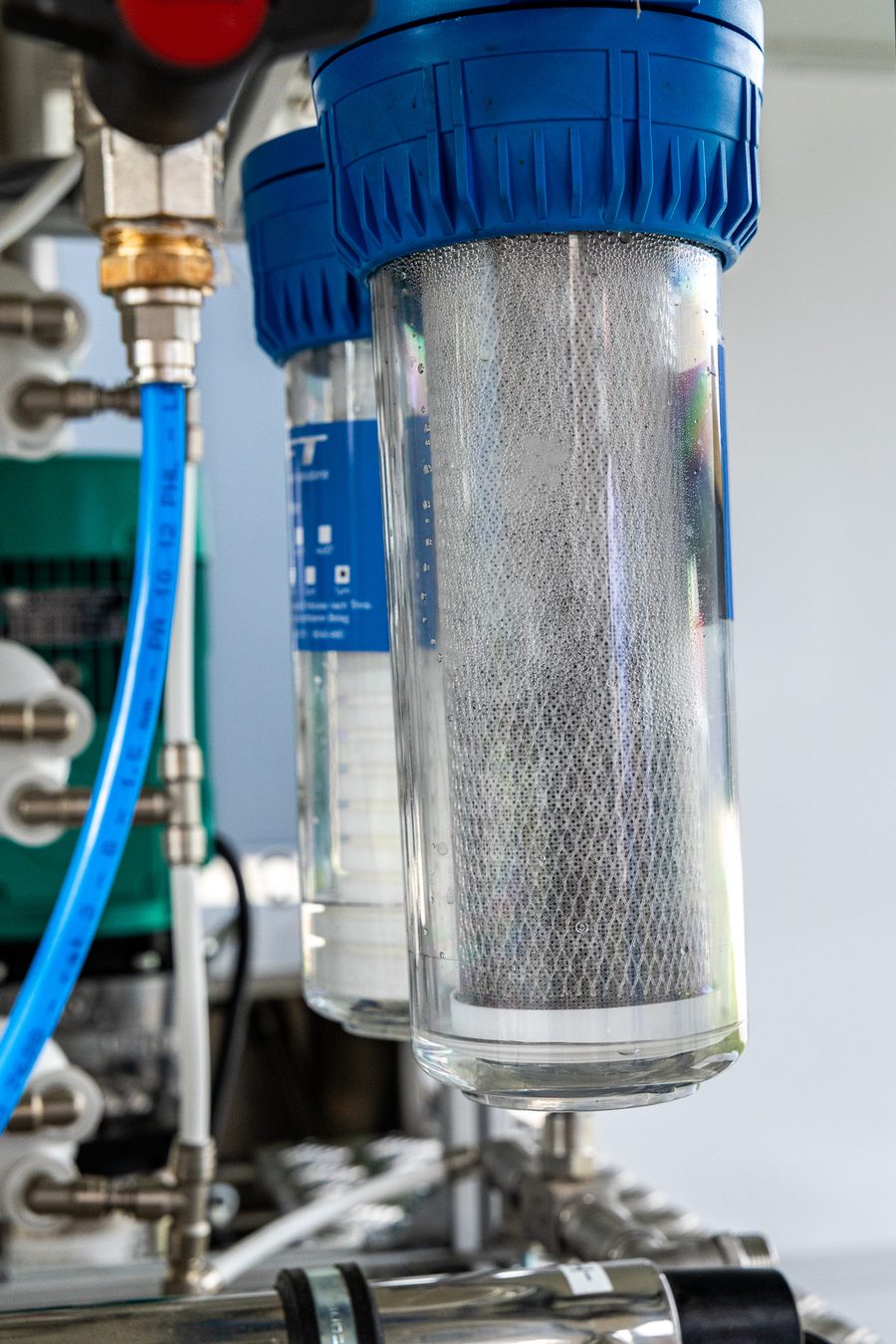Close-up of a fine-filtration cartridge in the PAAS unit